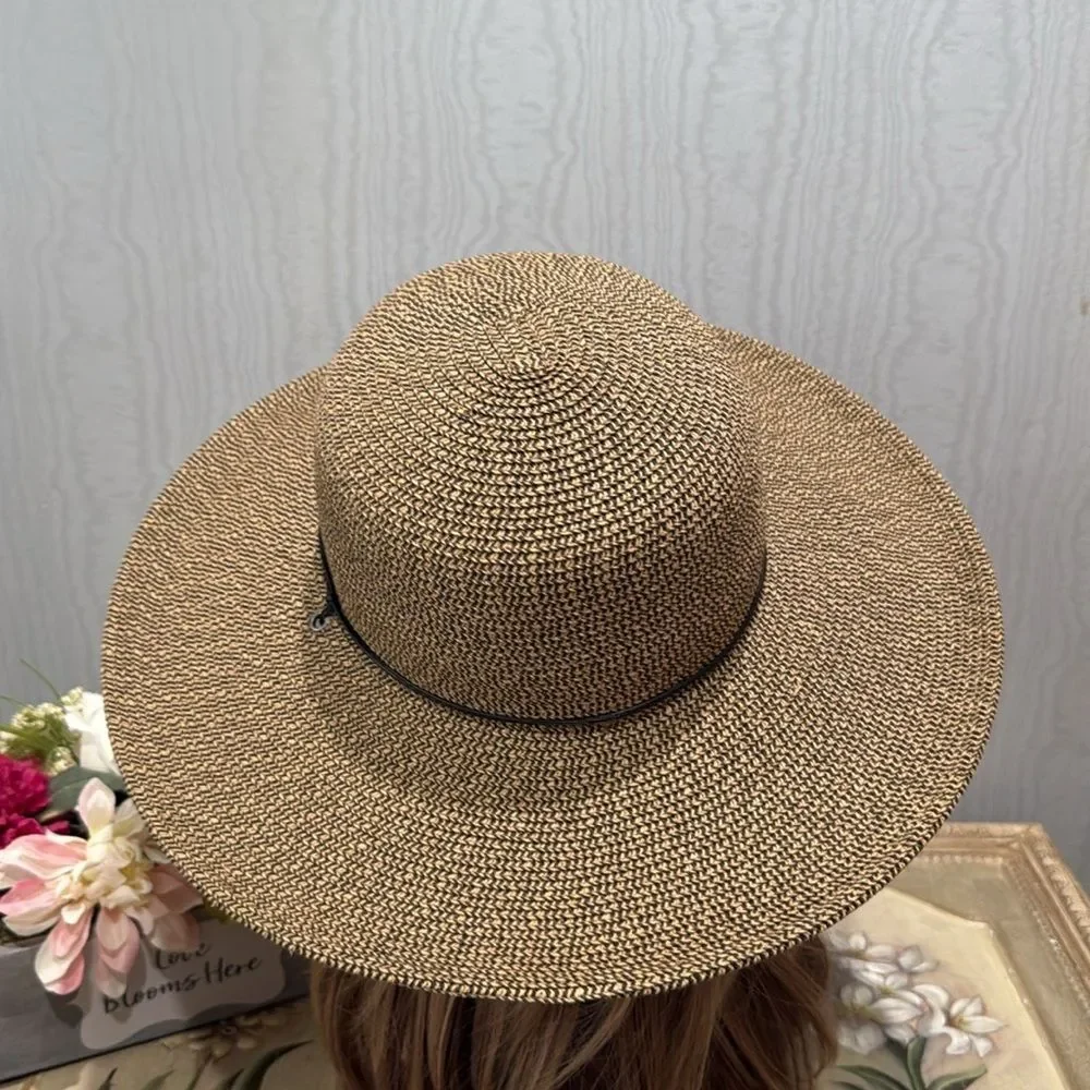 Scala Handcrafted Woven Paper Polyester Sun Hat Neutral Tan